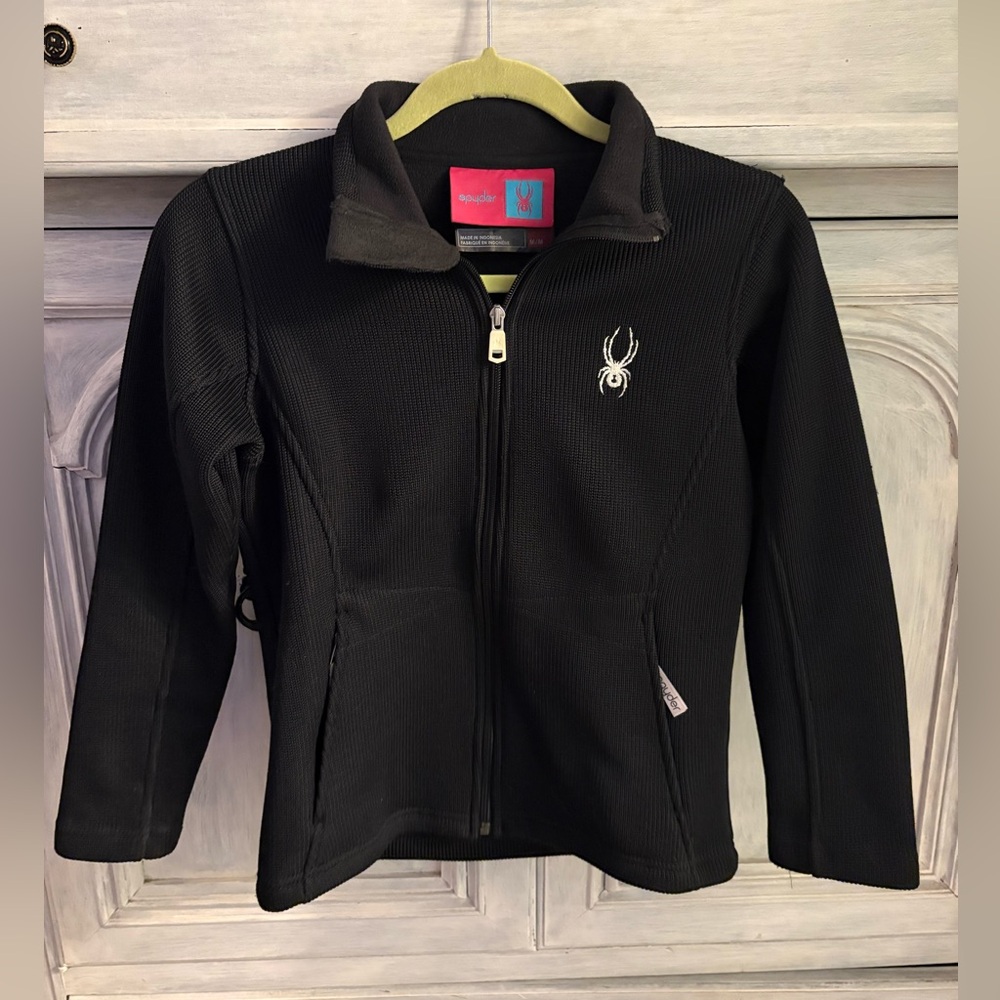 Spyder Black Knit‎ Ribbed Sweater Jacked Full Zip Active Outdoors Cozy